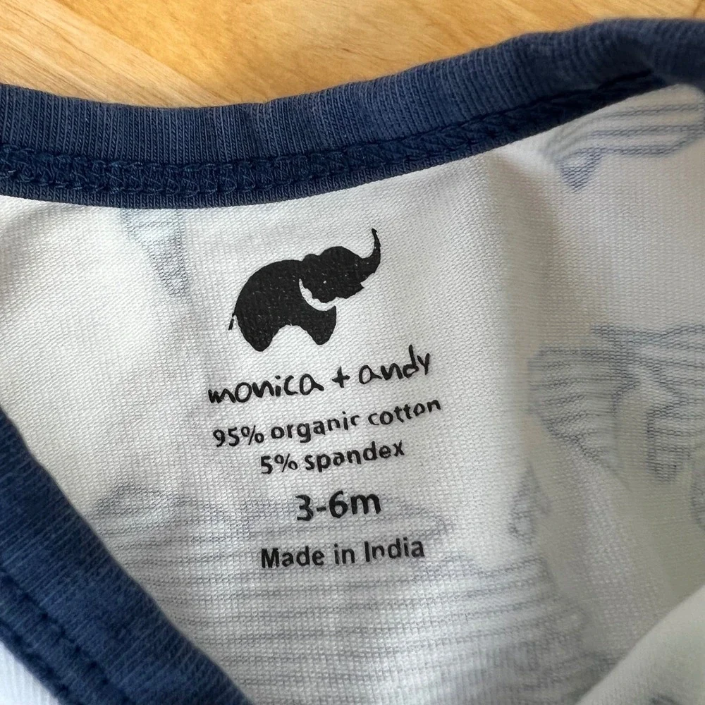 Monica + Andy Modern Burlap Organic Cotton Romper Sleeper Set 3-6M Baby‎ Blue